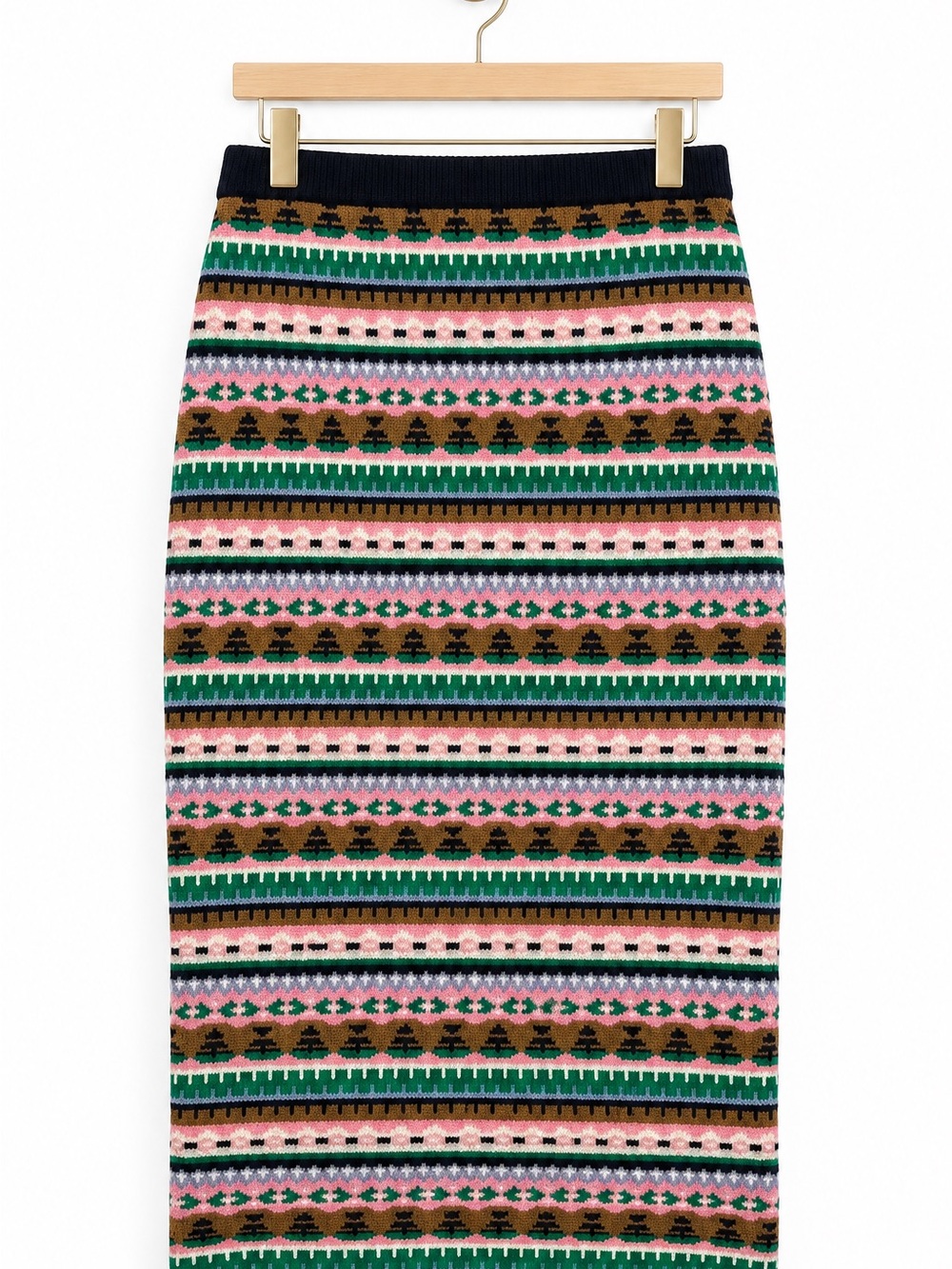 J Crew Womens S Wool Blend Fair Isle Knit Midi Pencil Tube Skirt Multicolor